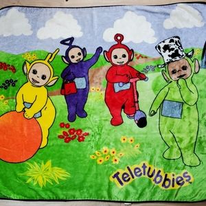 RARE Teletubbies 1990's Soft Fleece Throw Blanket